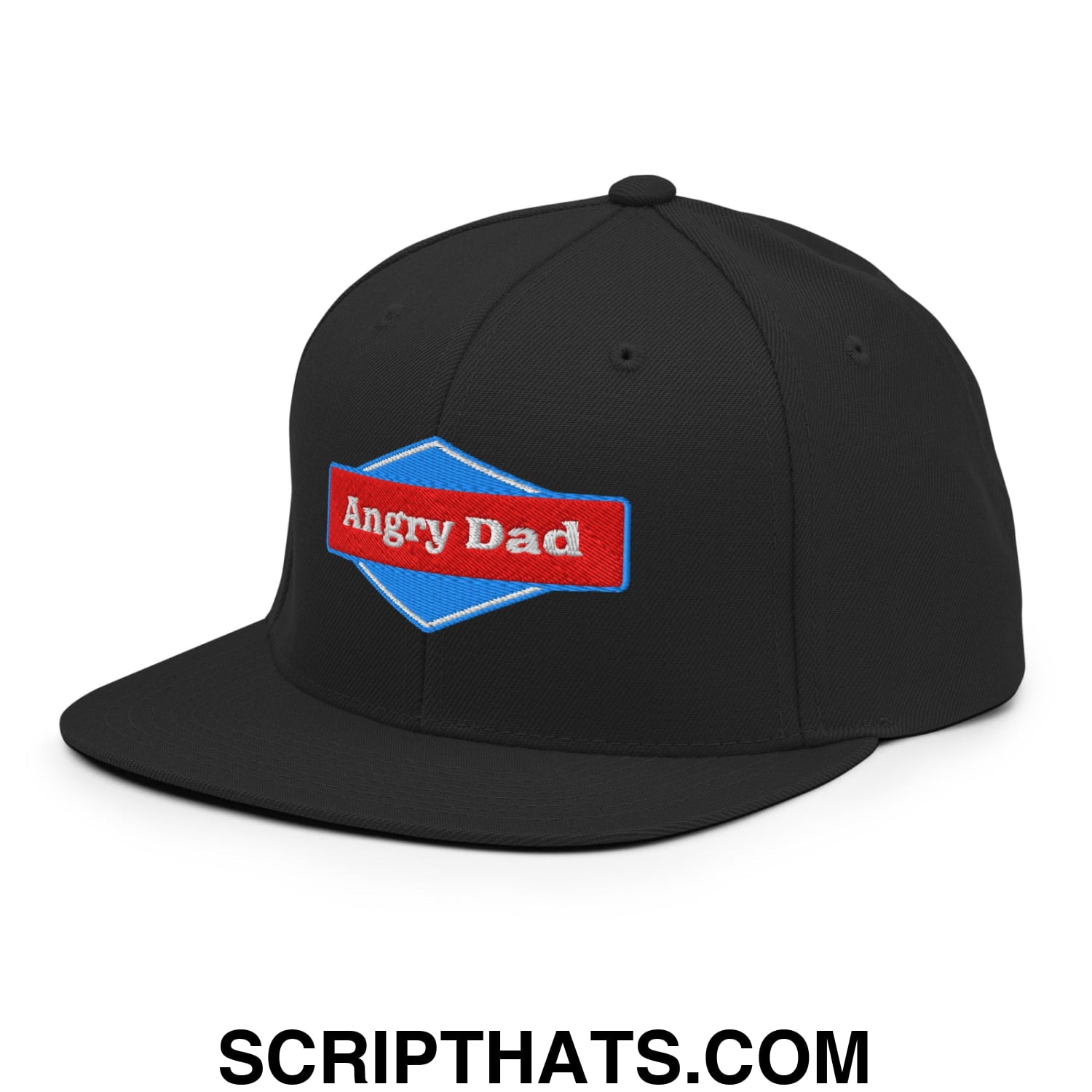 Angry Dad Embroidered Flat Bill Brim Snapback Hat Black