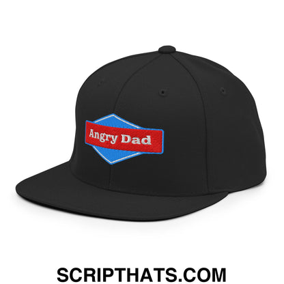 Angry Dad Embroidered Flat Bill Brim Snapback Hat Black