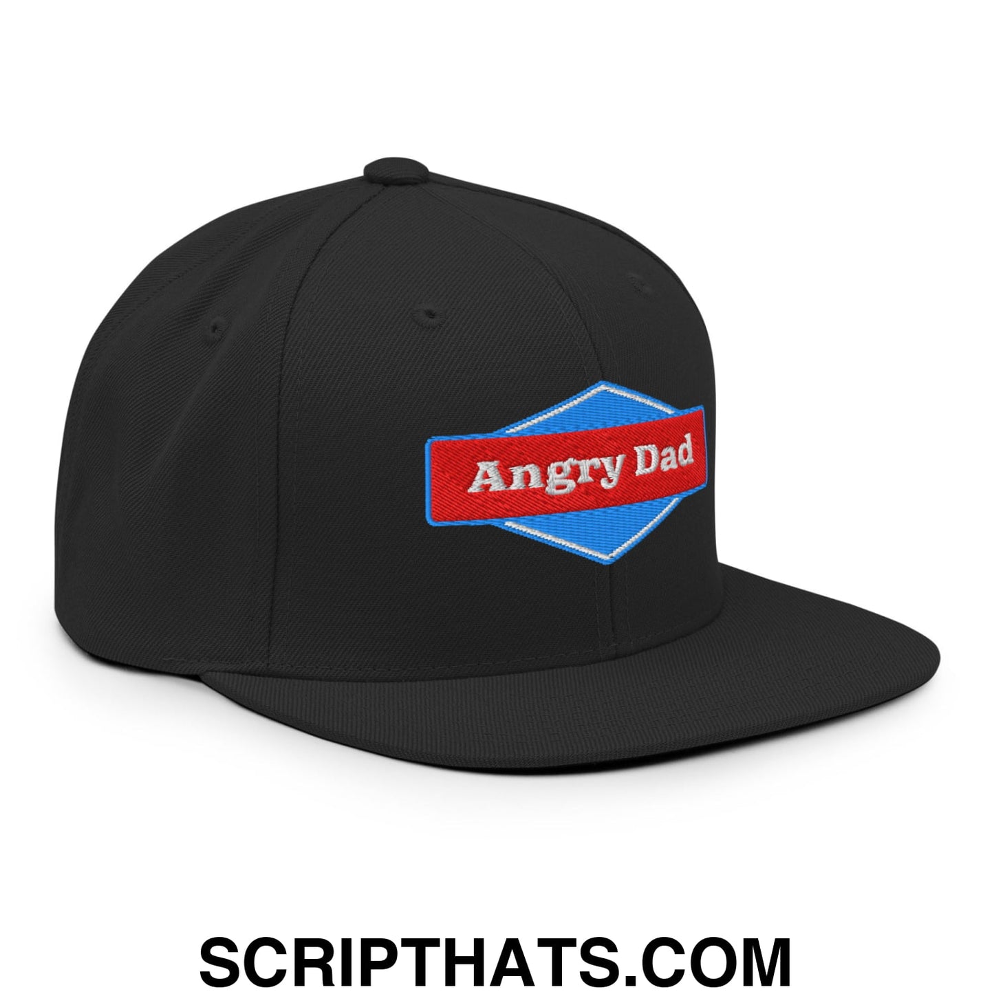 Angry Dad Embroidered Flat Bill Brim Snapback Hat Black