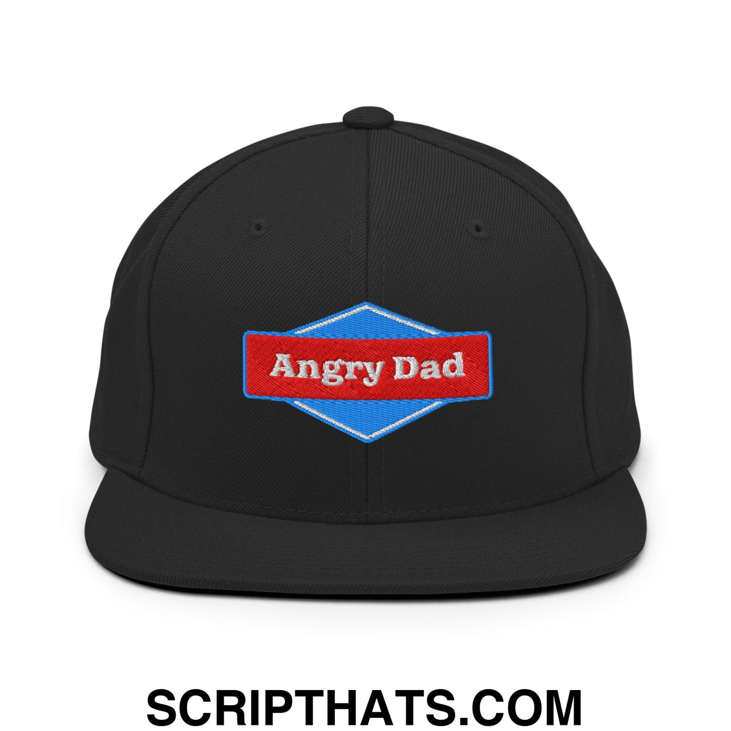 Angry Dad Embroidered Flat Bill Brim Snapback Hat Black