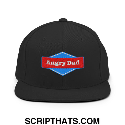 Angry Dad Embroidered Flat Bill Brim Snapback Hat Black