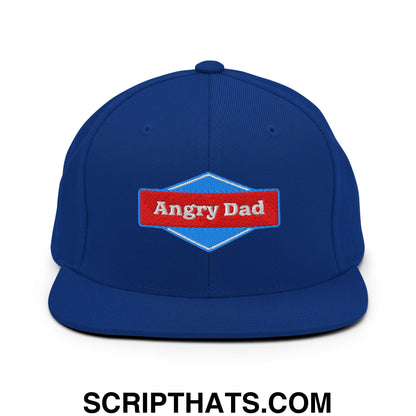 Angry Dad Embroidered Flat Bill Brim Snapback Hat Royal Blue