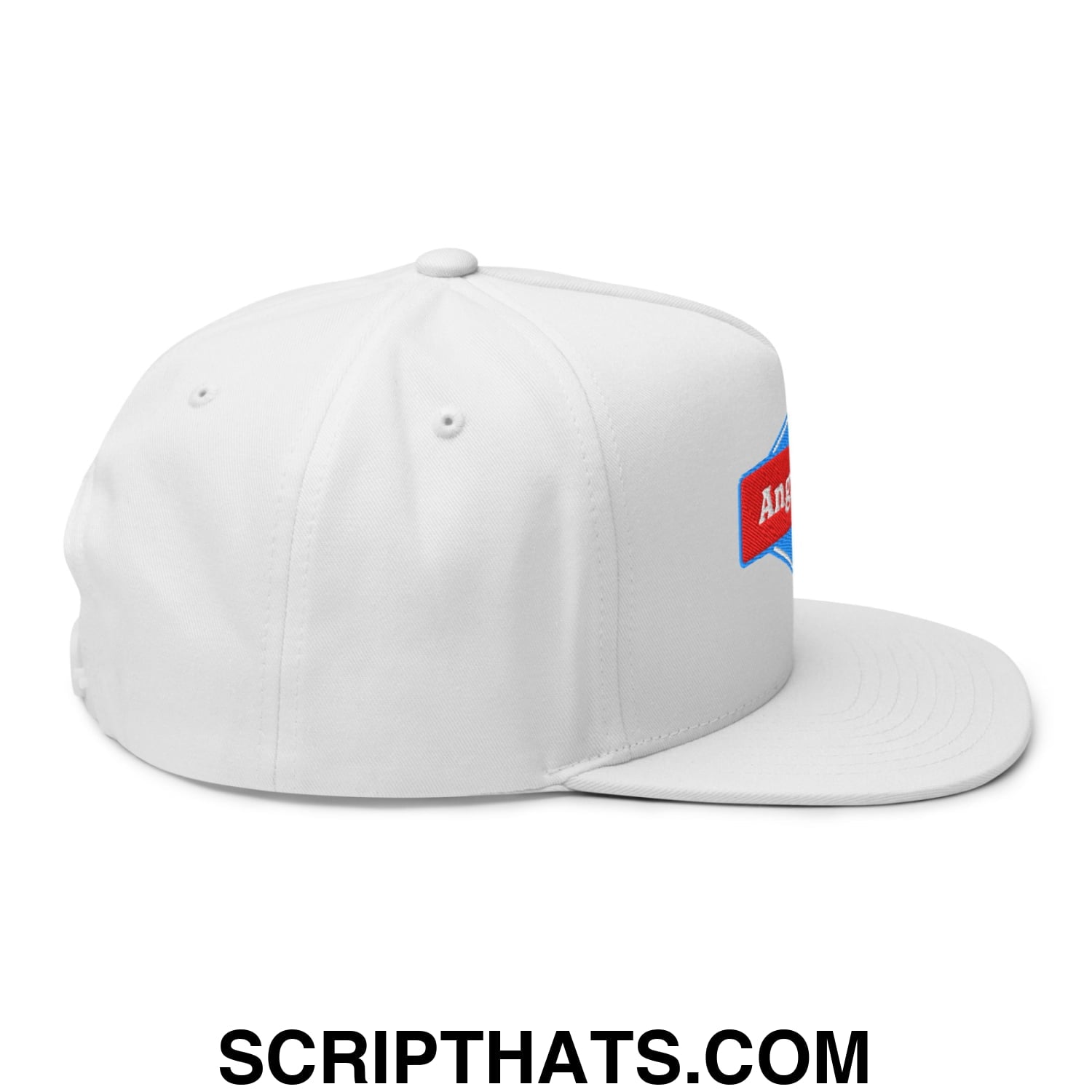 Angry Dad Embroidered Flat Brim Bill 5 Panel Snapback Hat White
