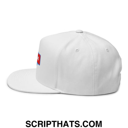 Angry Dad Embroidered Flat Brim Bill 5 Panel Snapback Hat White
