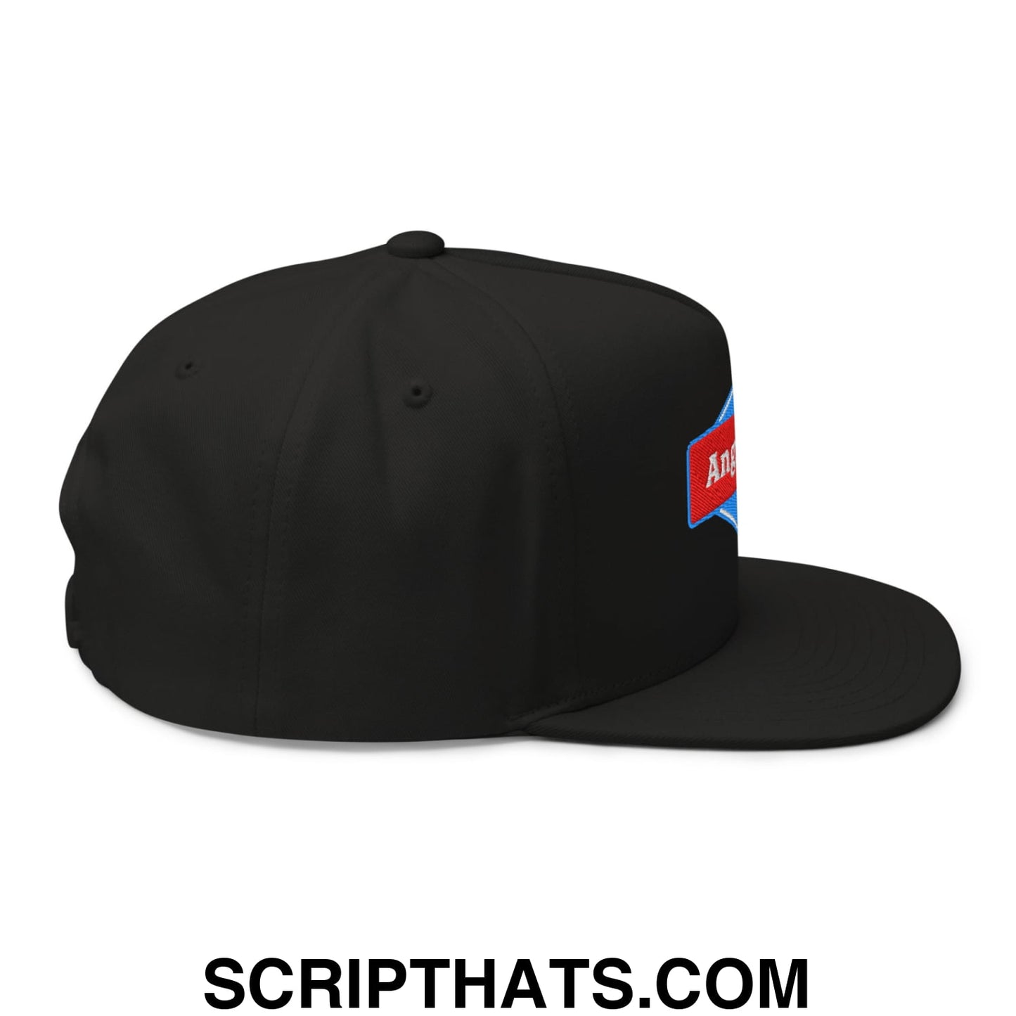 Angry Dad Embroidered Flat Brim Bill 5 Panel Snapback Hat Black