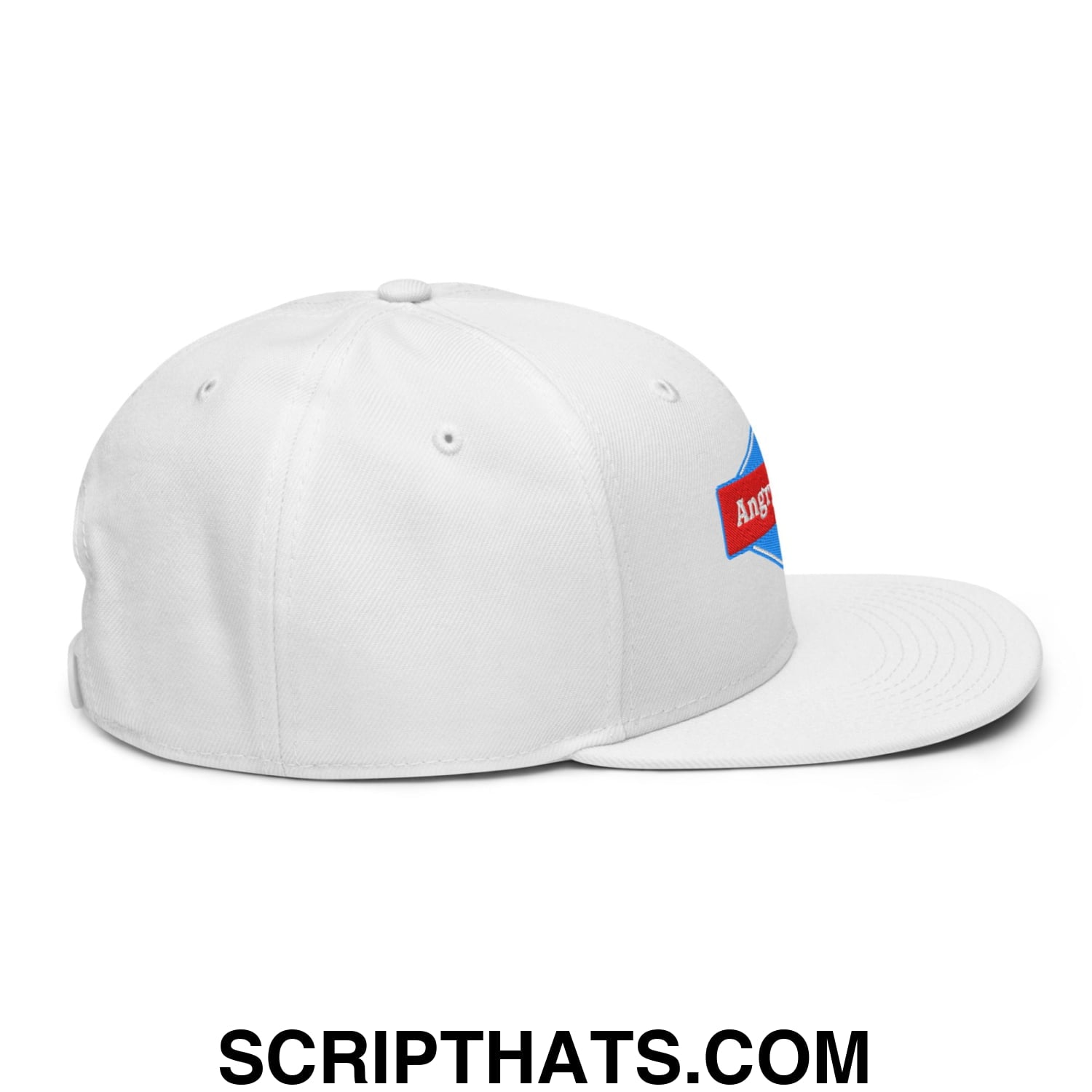 Angry Dad Embroidered Flat Brim Bill Snapback Hat White