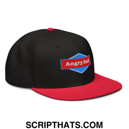 Angry Dad Embroidered Flat Brim Bill Snapback Hat Red Black Black