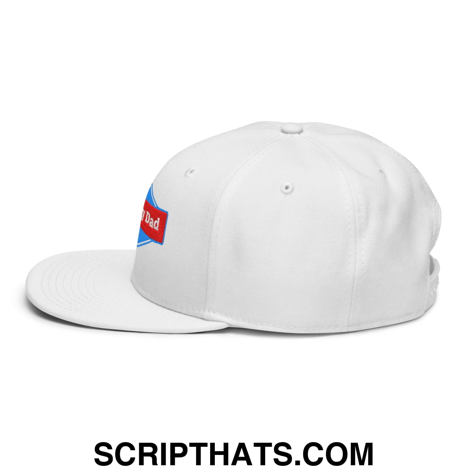 Angry Dad Embroidered Flat Brim Bill Snapback Hat White