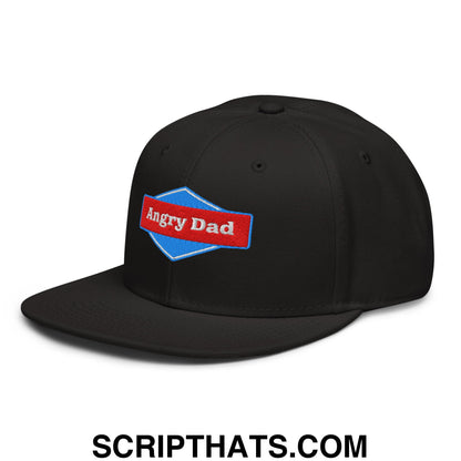 Angry Dad Embroidered Flat Brim Bill Snapback Hat Black