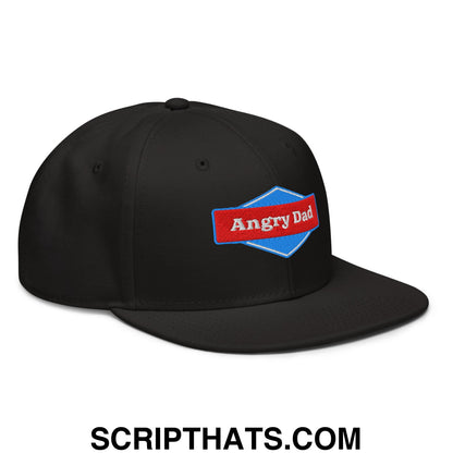 Angry Dad Embroidered Flat Brim Bill Snapback Hat Black