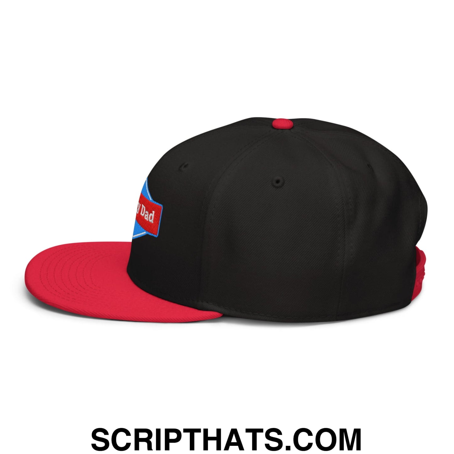 Angry Dad Embroidered Flat Brim Bill Snapback Hat Red Black Black