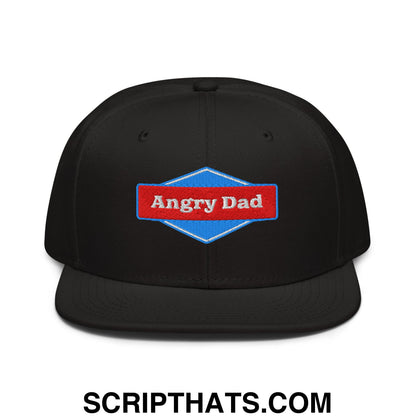 Angry Dad Embroidered Flat Brim Bill Snapback Hat Black
