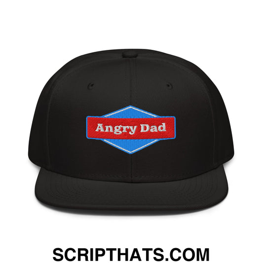 Angry Dad Embroidered Flat Brim Bill Snapback Hat Black