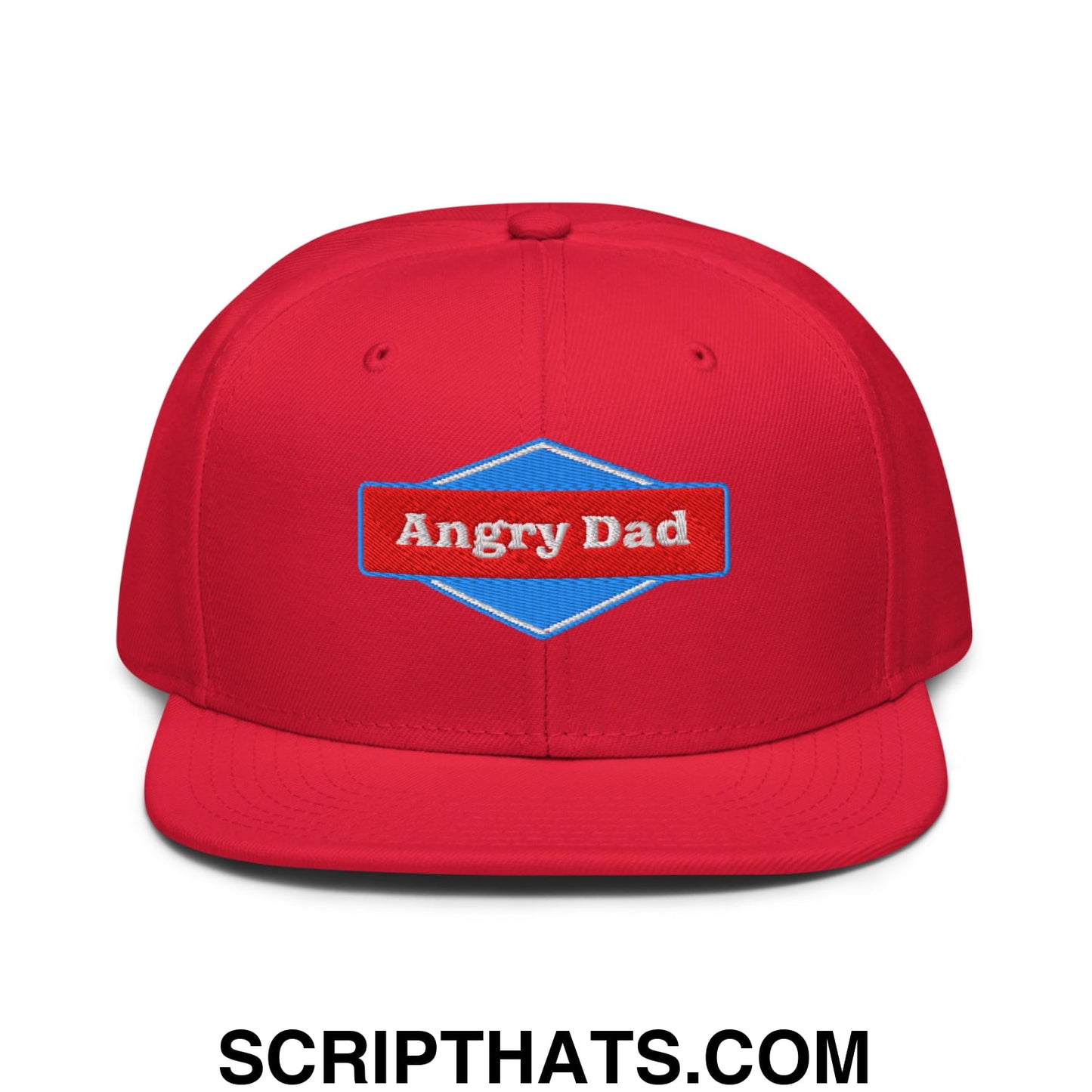 Angry Dad Embroidered Flat Brim Bill Snapback Hat Red