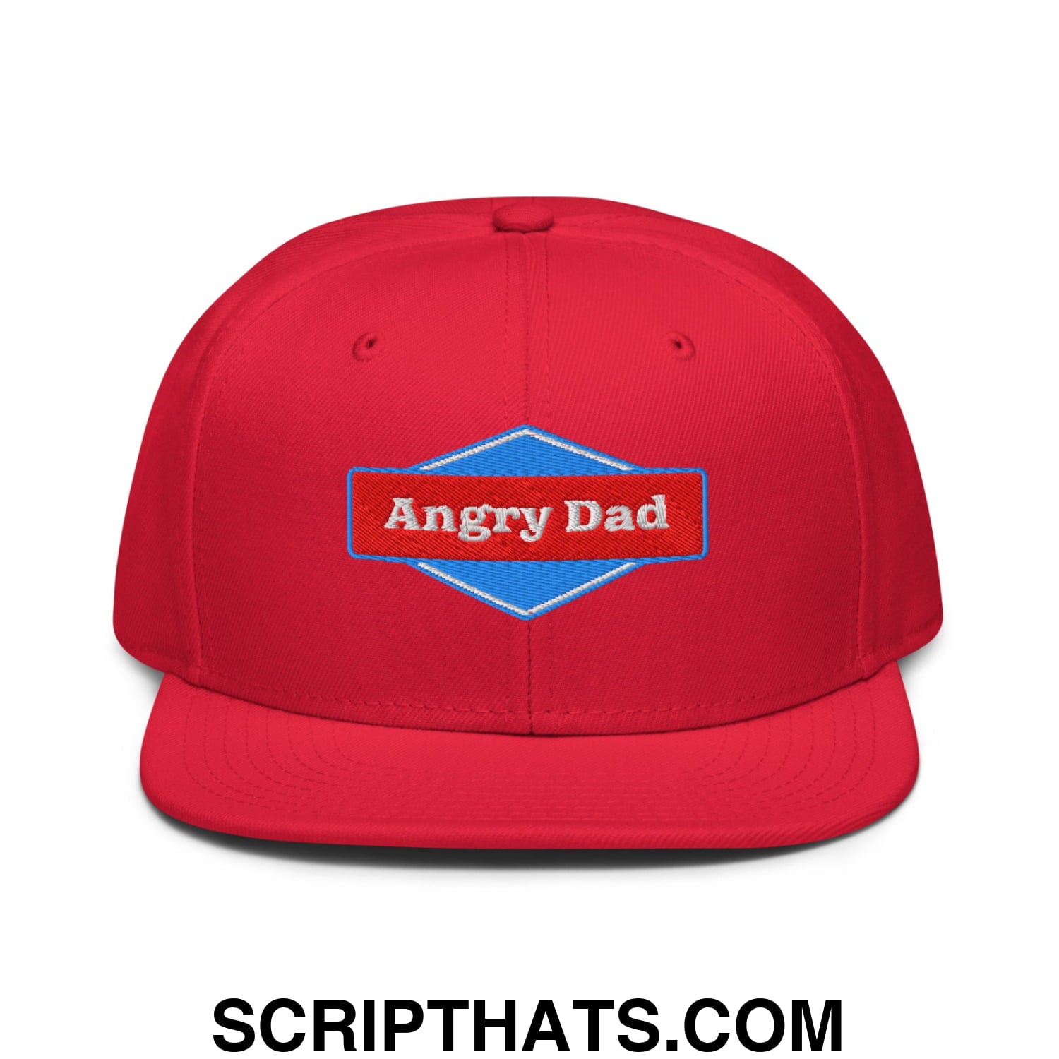 Angry Dad Embroidered Flat Brim Bill Snapback Hat Red