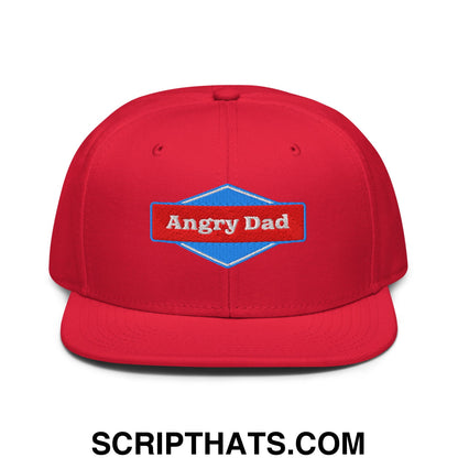 Angry Dad Embroidered Flat Brim Bill Snapback Hat Red