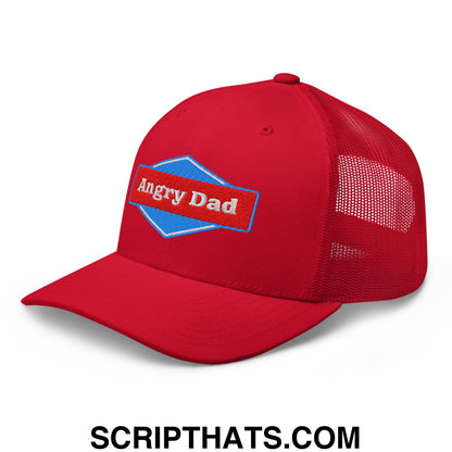 Angry Dad Embroidered Mesh Trucker Hat Red