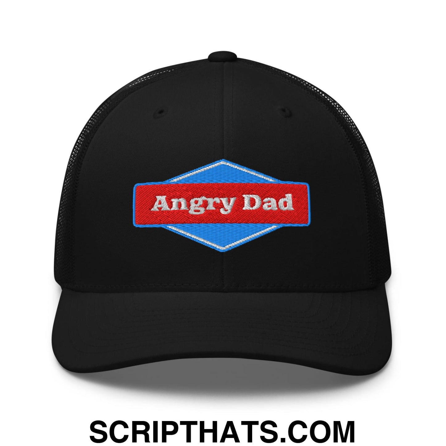 Angry Dad Embroidered Mesh Trucker Hat Black
