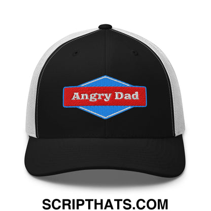 Angry Dad Embroidered Mesh Trucker Hat Black White