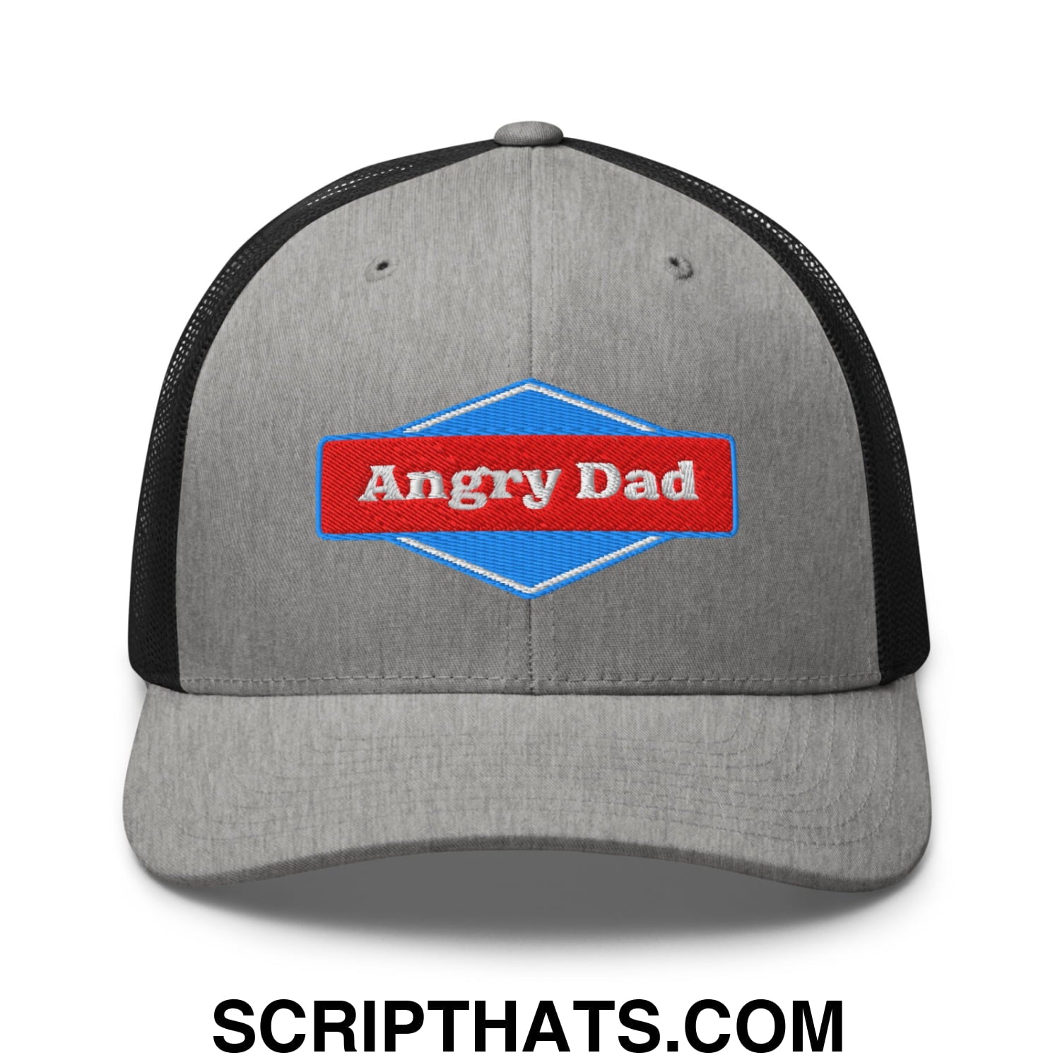 Angry Dad Embroidered Mesh Trucker Hat Heather Black