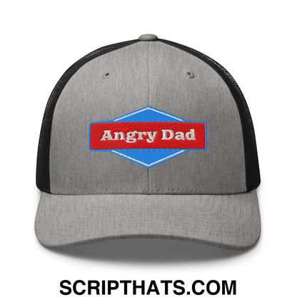 Angry Dad Embroidered Mesh Trucker Hat Heather Black