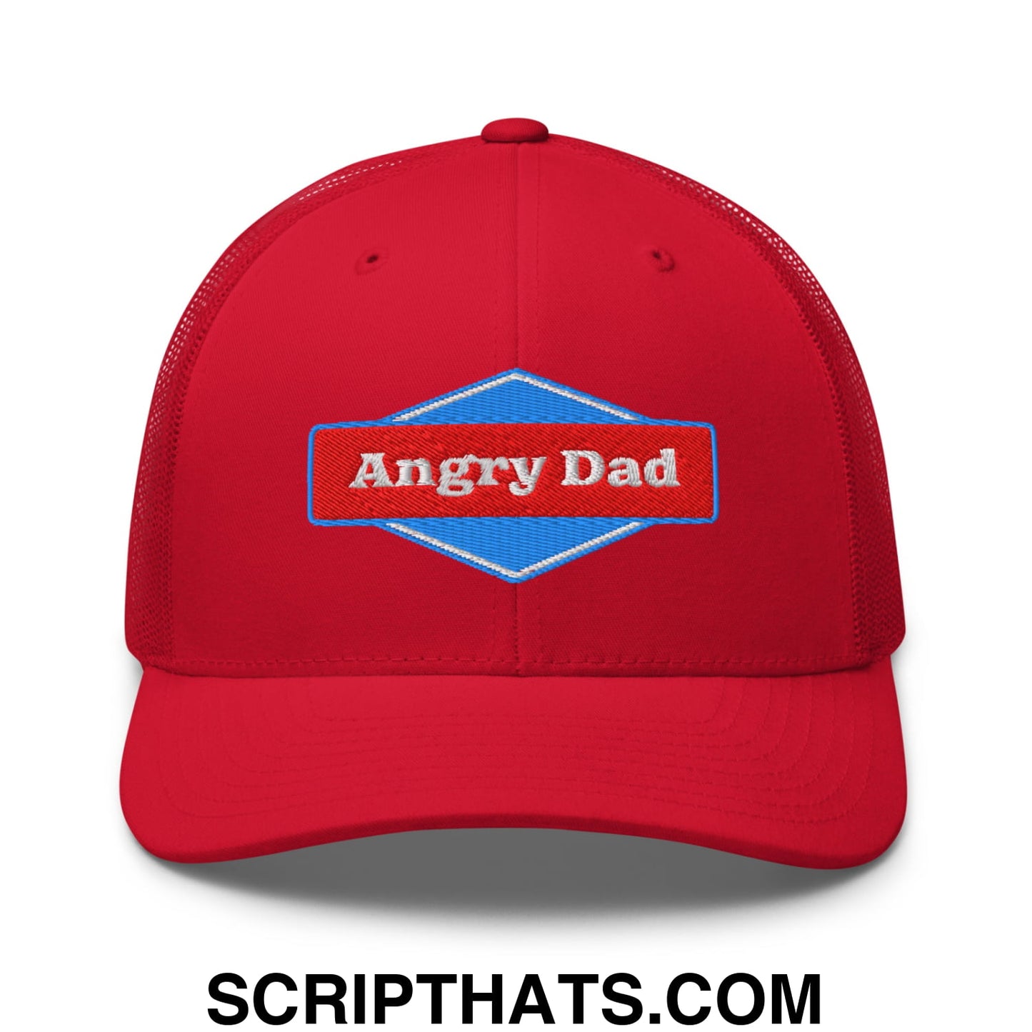 Angry Dad Embroidered Mesh Trucker Hat Red