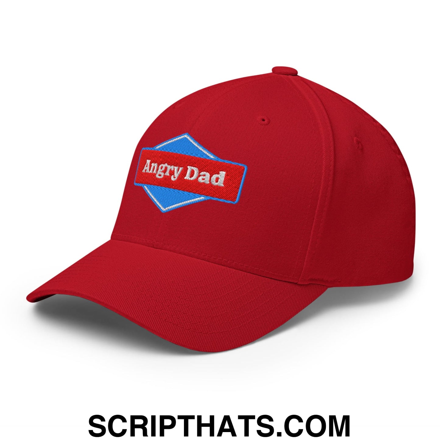Angry Dad Embroidered Stretch Fit Golf Hat Red