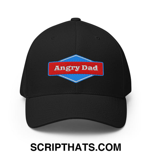 Angry Dad Embroidered Stretch Fit Golf Hat Black