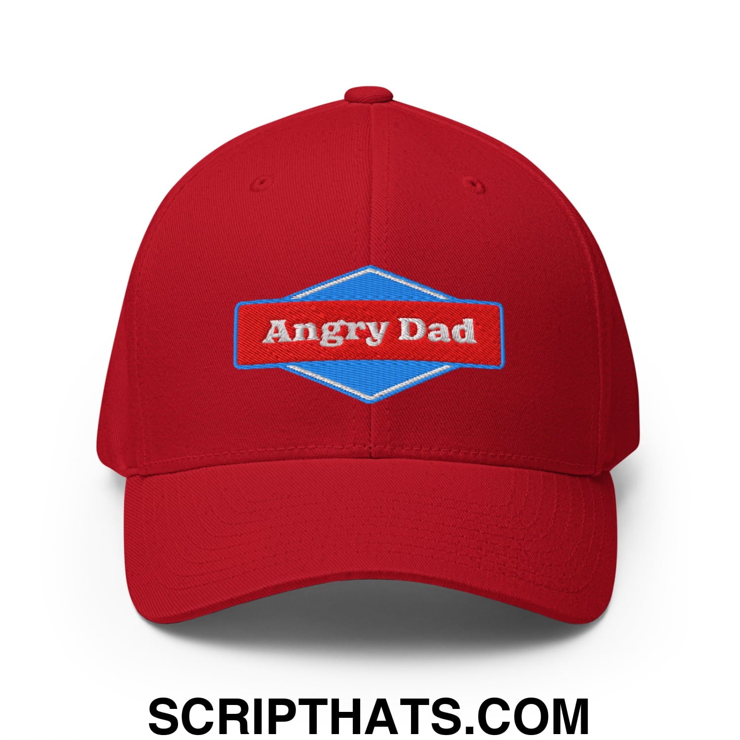Angry Dad Embroidered Stretch Fit Golf Hat Red