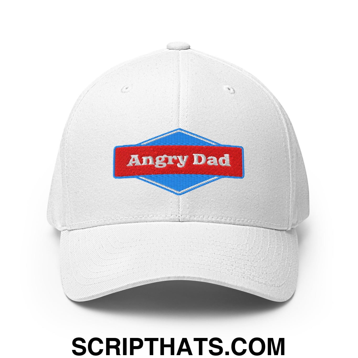 Angry Dad Embroidered Stretch Fit Golf Hat White
