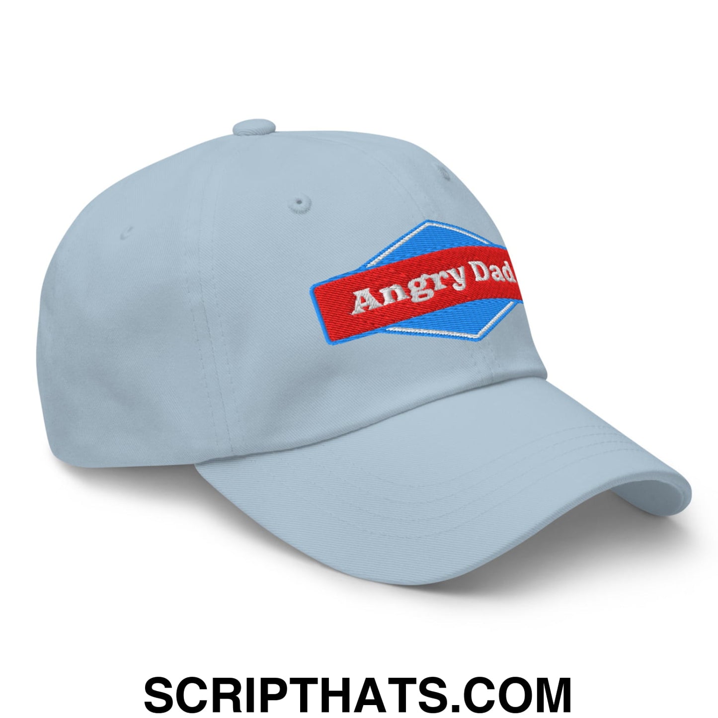 Angry Dad Embroidered Unstructured Dad Hat Light Blue
