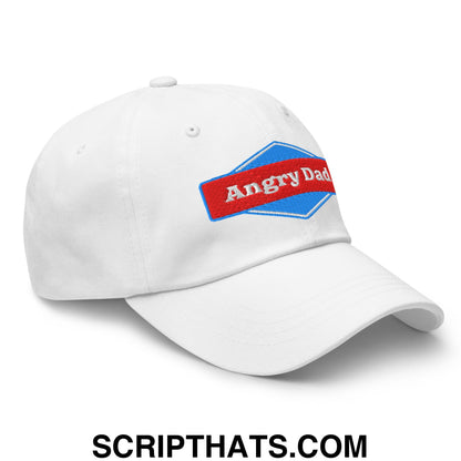 Angry Dad Embroidered Unstructured Dad Hat White