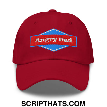 Angry Dad Embroidered Unstructured Dad Hat Cranberry