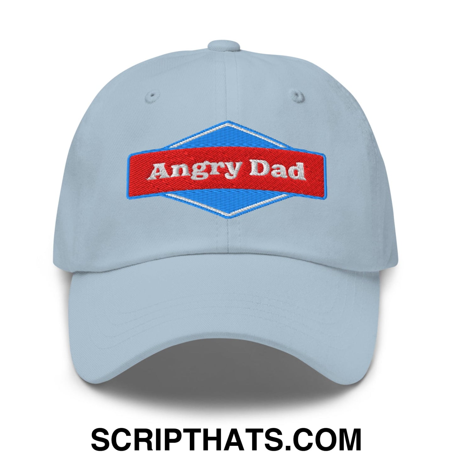 Angry Dad Embroidered Unstructured Dad Hat Light Blue