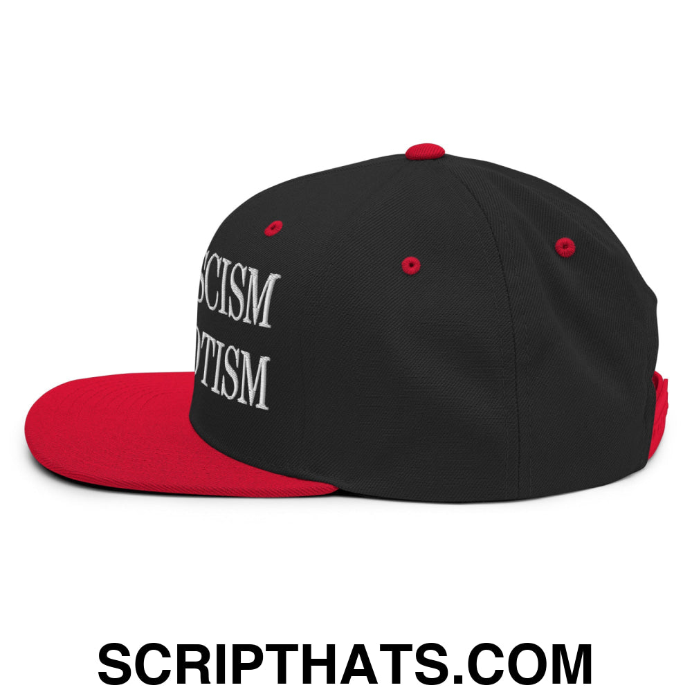 Anti-Fascism is Patriotism Embroidered Flat Bill Brim Snapback Hat Black Red