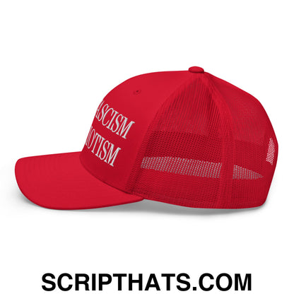 Anti-Fascism is Patriotism Embroidered Mesh Trucker Hat Red