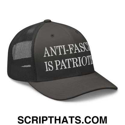 Anti-Fascism is Patriotism Embroidered Mesh Trucker Hat Charcoal