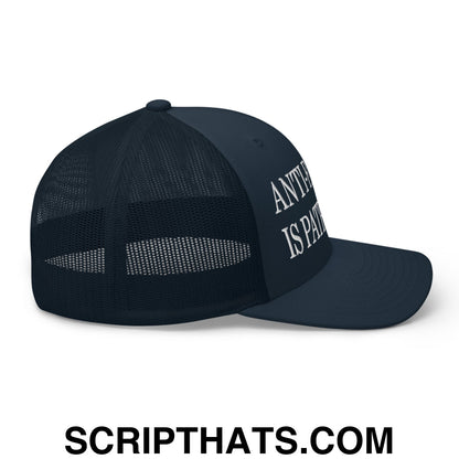 Anti-Fascism is Patriotism Embroidered Mesh Trucker Hat Navy