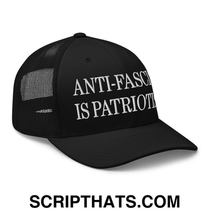 Anti-Fascism is Patriotism Embroidered Mesh Trucker Hat Black
