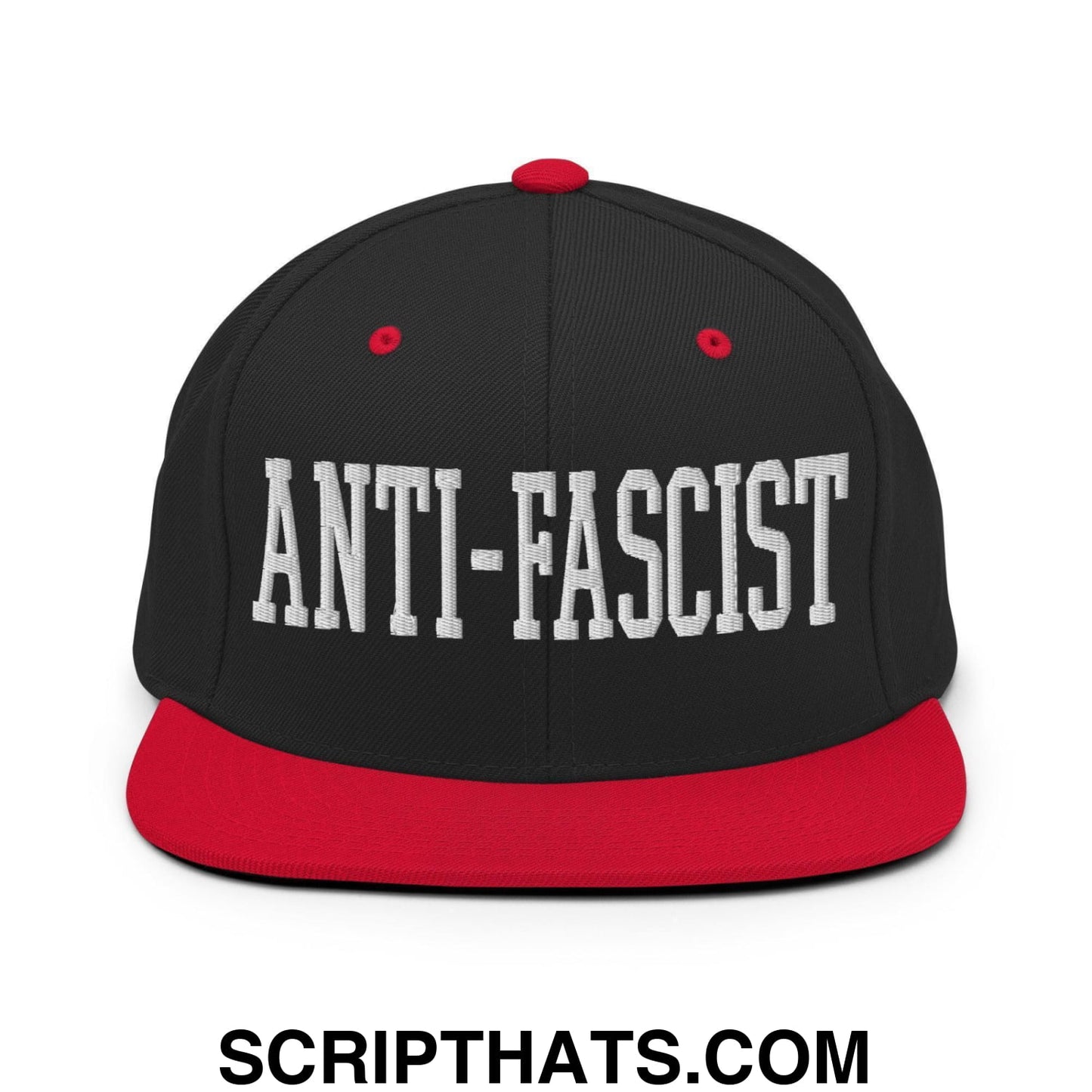 Anti-Fascist Block Snapback Hat Black Red