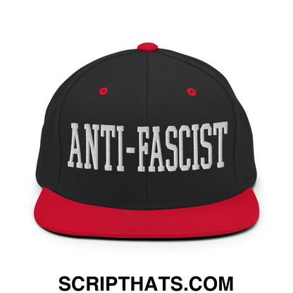Anti-Fascist Block Snapback Hat Black Red