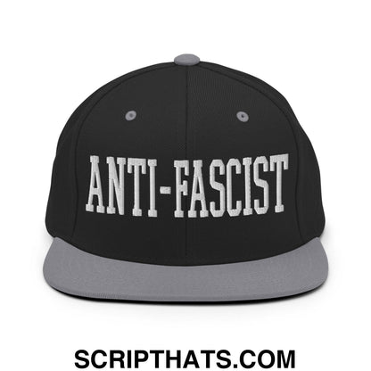Anti-Fascist Block Snapback Hat Black Silver