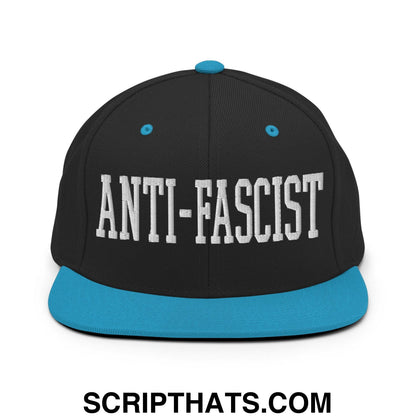 Anti-Fascist Block Snapback Hat Black Teal