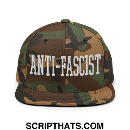 Anti-Fascist Block Snapback Hat Green Camo