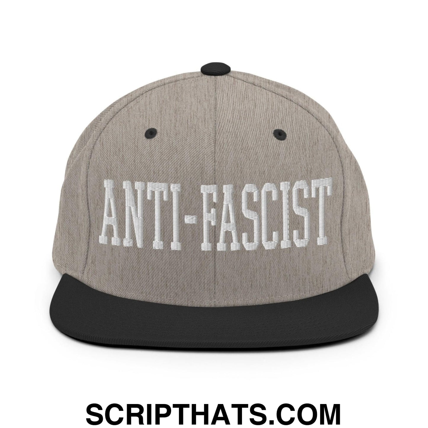 Anti-Fascist Block Snapback Hat Heather Black