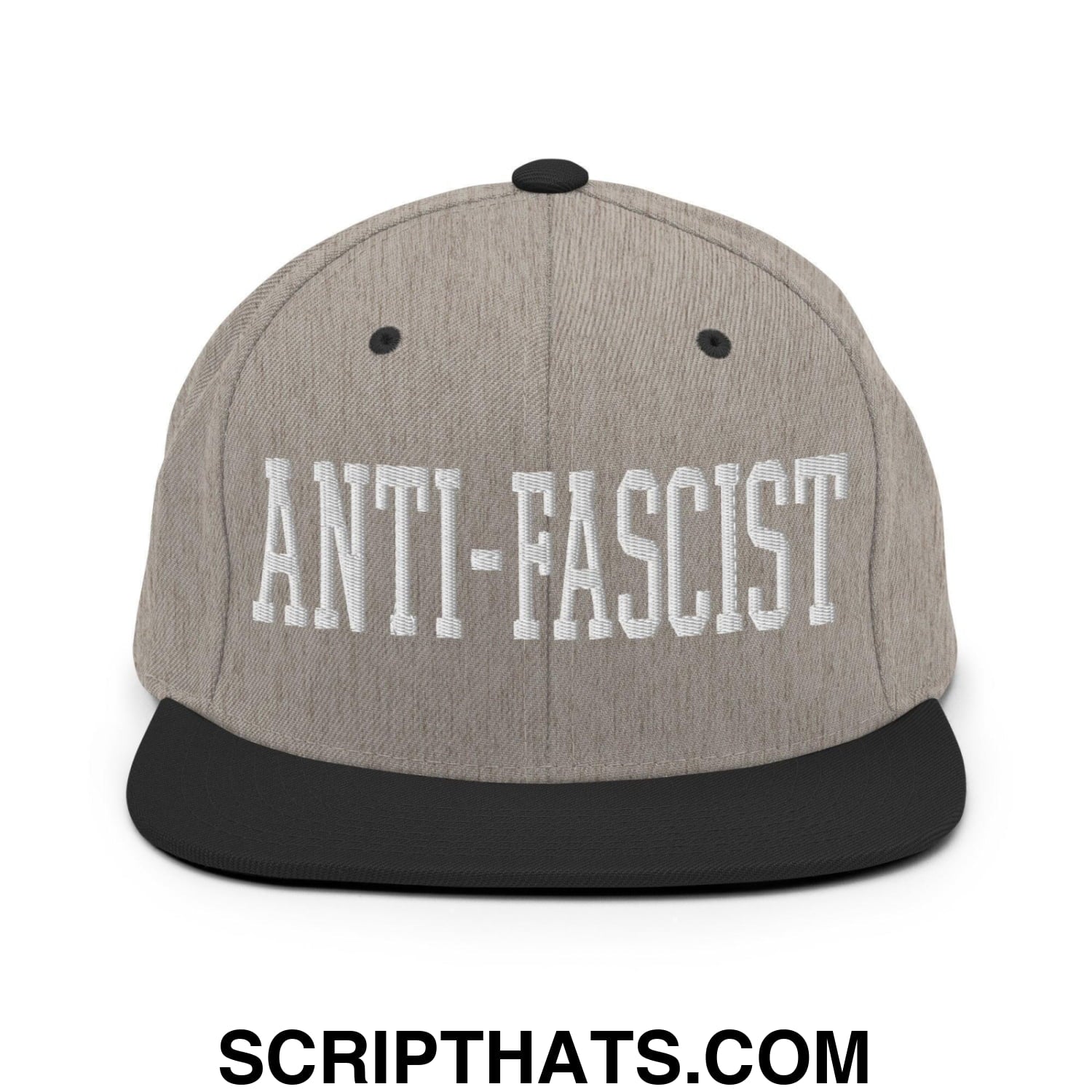 Anti-Fascist Block Snapback Hat Heather Black