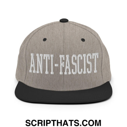 Anti-Fascist Block Snapback Hat Heather Black