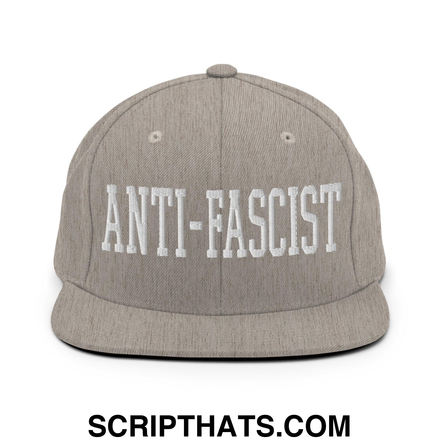 Anti-Fascist Block Snapback Hat Heather Grey