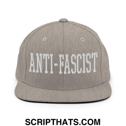 Anti-Fascist Block Snapback Hat Heather Grey