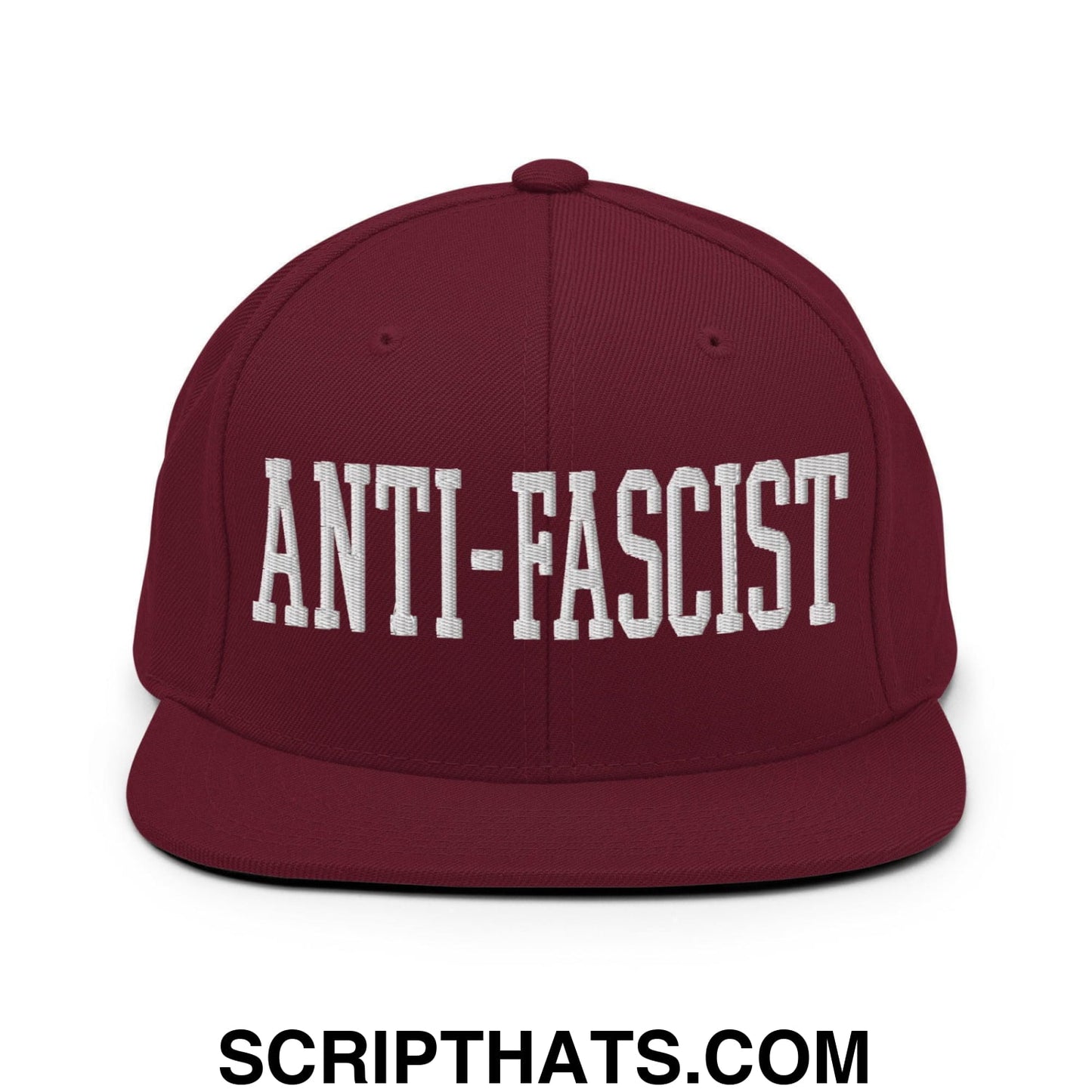 Anti-Fascist Block Snapback Hat Maroon